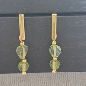 Peridot Earrings Delicate Natural Gemstones in an 18k Gold Plate Setting